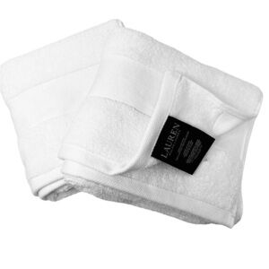 Lauren Ralph Lauren set of 2 White Wescott cotton Hand Towels NWT